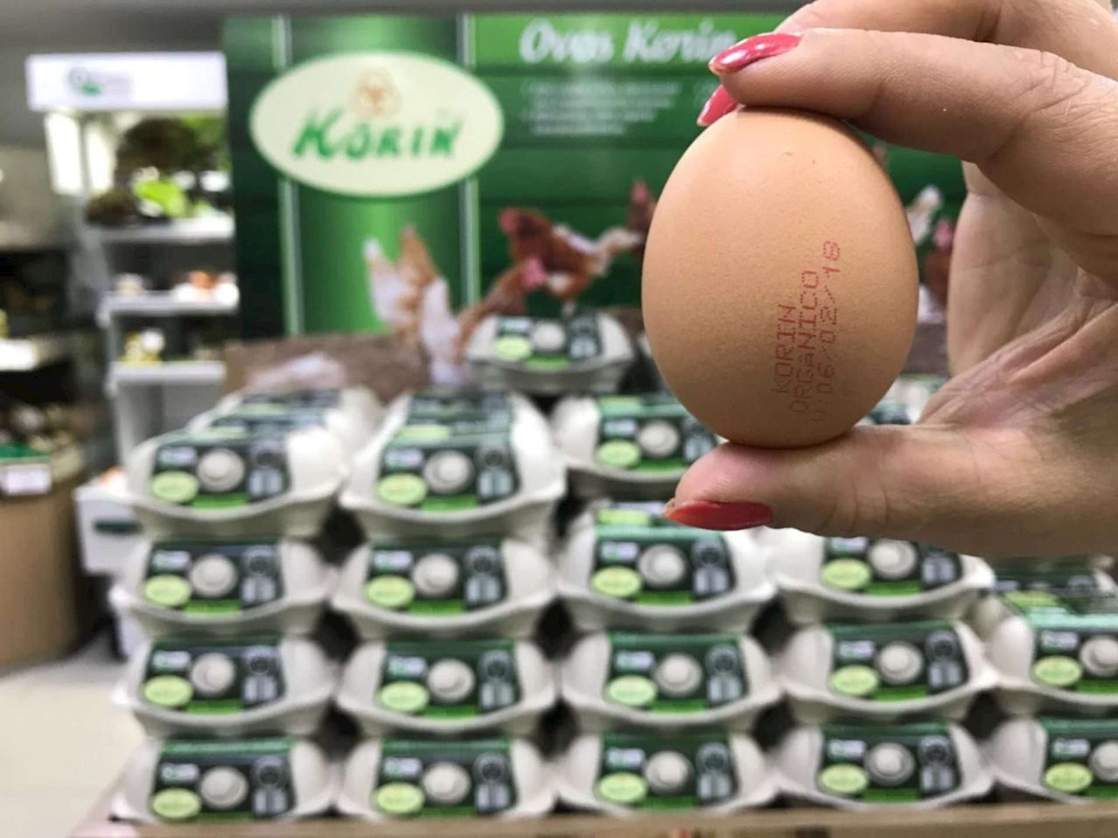 Ovo orgânico com carimbo de validade da Korin Agropecuária (Foto: Reprodução/Site Avicultura Industrial)