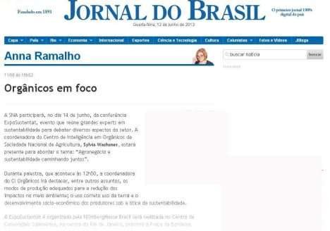Deu no Jornal do Brasil: CI Orgânicos na ExpoSustentat