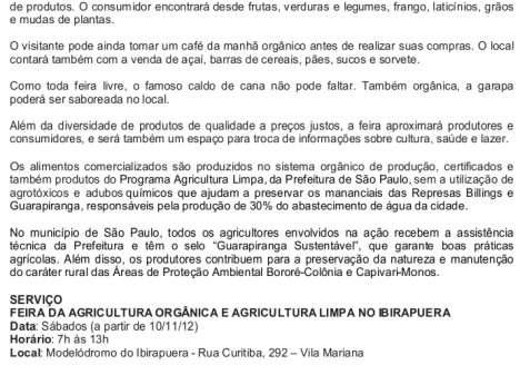 Feira de orgânicos e agricultura limpa no Ibirapuera